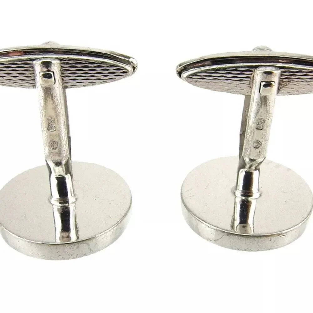 dunhill cuff logo button 925 Silver Authentic Used